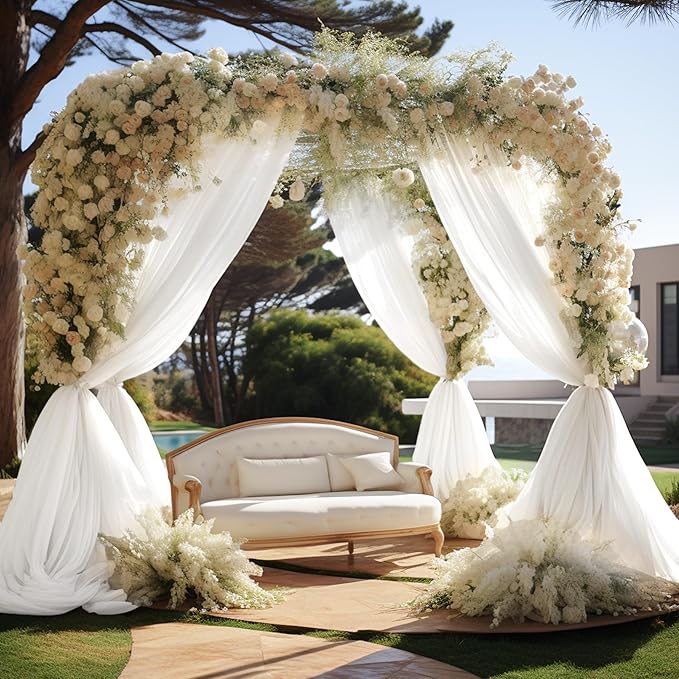 Wedding Arch Draping Fabric 3 Panels 30" X 20FT Sheer Arch Drapes Fabric White Backdrop Curtains for Wedding Arbor Ceremony Birthday Party