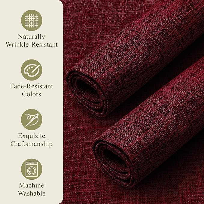 Place Mats Set of 6 in Red, 12 x 18 Inch Machine Washable Polyester