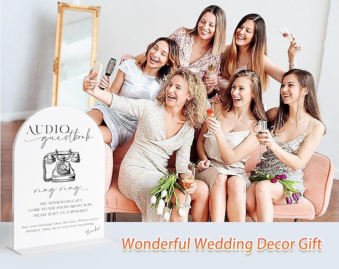 Decorative Wedding Sign Plaque, White Acrylic Arch with Base, 6x8 Inch
