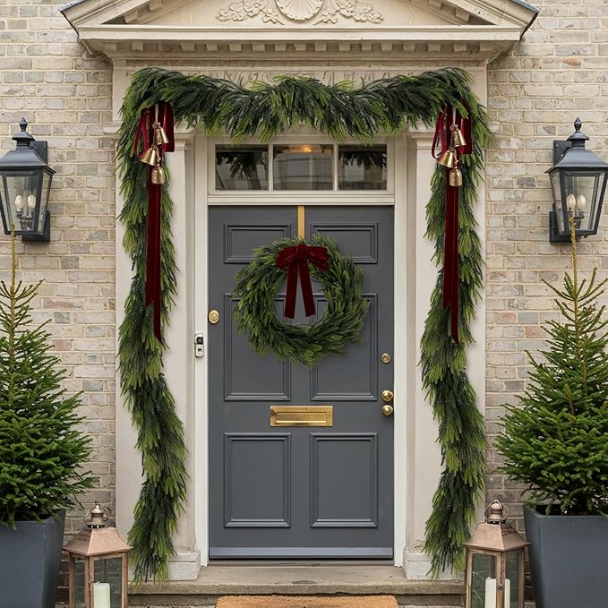 Christmas Garland 9 ft Norfolk Pine Green PE 4-Pack