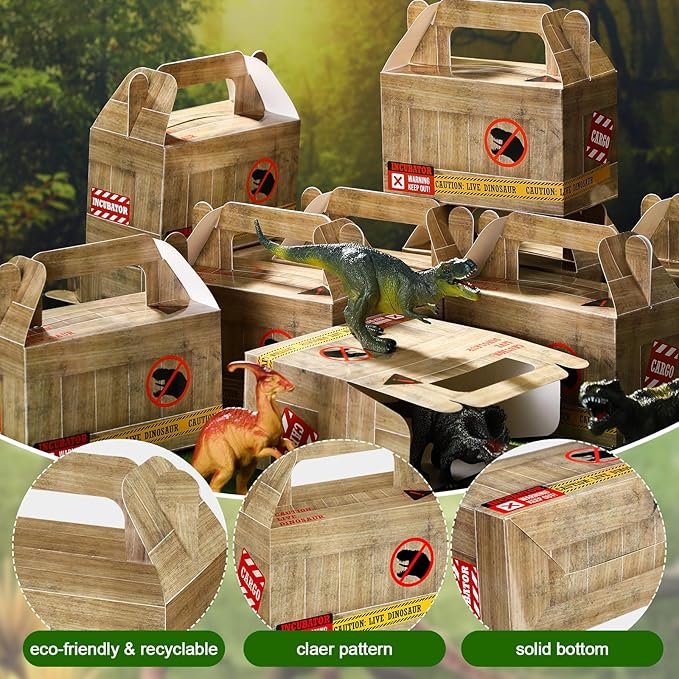 Bucherry 24 Pcs Dinosaur Treat Boxes Dino Party Favor Boxes Candy Goodie Gift Containers for Dinosaur Birthday Decorations Dino Birthday Party Supplies Baby Shower Decorations