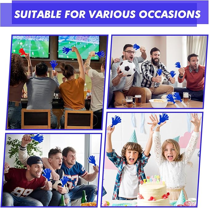 8 Pcs Hand Clappers Noisemakers 7.5 Inch Clappers Noisemakers Plastic Hand Clappers for Birthdays Game Football Sporting Events Cheers Supplies Dance Basketball Football Noisemakers(Blue and White)