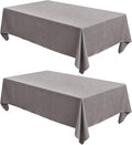Fitable Faux Linen Tablecloths Rectangle 60 x 120 Inch - 2 Pack Neutral Table Clothes for 8 Foot Tables, Stone Flax Look Kitchen Table Covers for Farmhouse, Dining, Party, Banquet, Buffet
