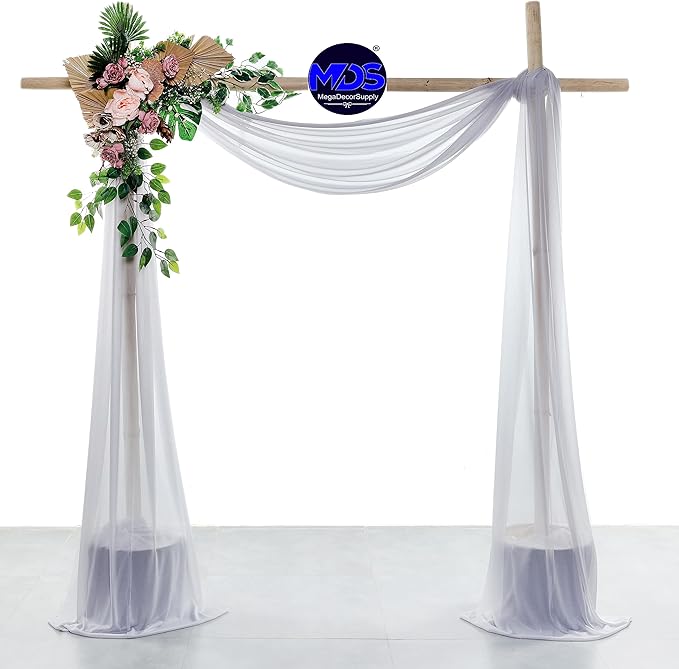 MDS Halloween Chiffon Draping Fabric - 1 Panel, 30" Wide x 40ft Long - Sheer Spooky Arbor & Canopy Drapery for Haunted House Backdrops, Party Ceilings, DIY Costumes & Themed Events - Cool Gray