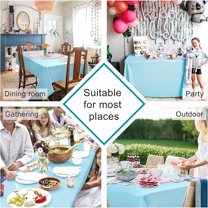 Hiasan Square Tablecloth - Spillproof and Waterproof Washable Table Cloth for Dining Room Kitchen Birthday Party, 30 x 30 Inch, Sky Blue