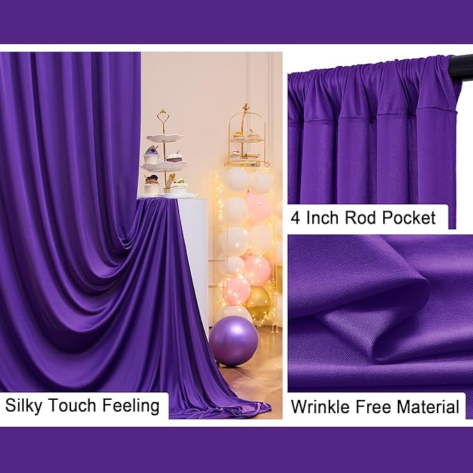 Backgrounds: Purple Wrinkle-Free Backdrop Curtain, 10 Panels, 5 ft x 10 ft