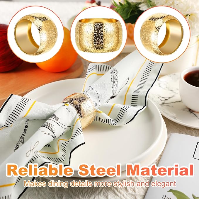 Lallisa Gold Napkin Rings Metal Napkin Ring Holders for Cloth Table Decorations for Wedding Anniversary Birthday Dinners Party of Table Setting(36 Pcs,Classic)