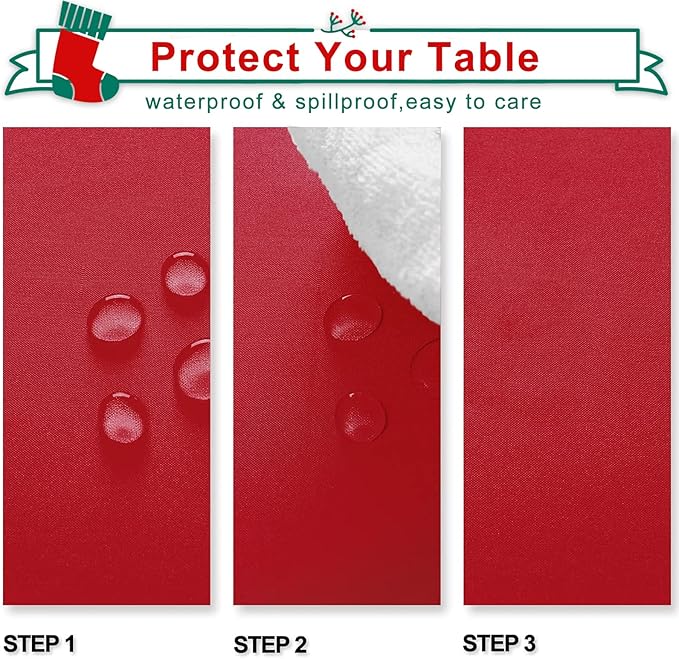 Hiasan 2 Pieces Red Tablecloth Rectangle - Wateproof and Spillproof Kitchen Christmas Washable Polyester Table Cloth for Dining Room, 60 x 120 Inch
