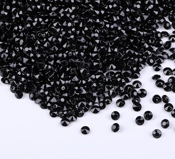 10000 pcs/Pack Wedding Table Scatter Confetti Crystals Acrylic Diamonds Vase Fillers 4.5 mm Rhinestones for Wedding, Bridal Shower, Vase Beads Decorations (Black)