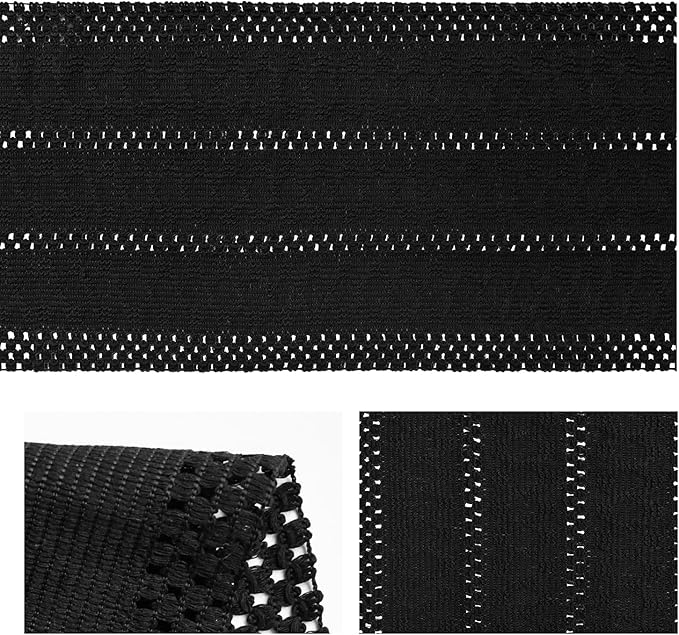 Artoid Mode Black Farmhouse Woven Rustic Hollow Table Runner, Seasonal Holiday Kitchen Dining Table Decoration for Home Party Decor 12x36 Inch