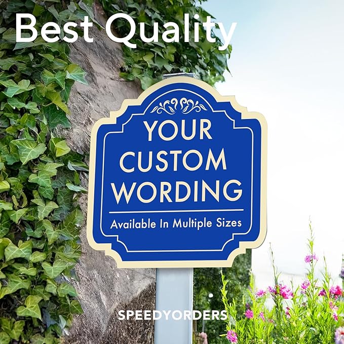 Custom Decorative Outdoor Metal Signs - Personalized Aluminum Signs, Waterproof, Design 2 Blue Steel 12x12 In