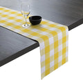 Native Fab Table Runner Buffalo Check Plaid 100% Cotton - 13x108 Inches Kitchen Dining Table Decoration for Indoor Outdoor Farmhouse Home Party Decor -Lemon Yellow and White