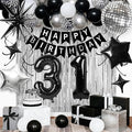 31st Birthday Decorations for Men Women, Black Silver Happy Birthday Party Decorations， 31 Year Old Party Supplies with Number 31 Balloons, Banner, Fringe Curtains Kit