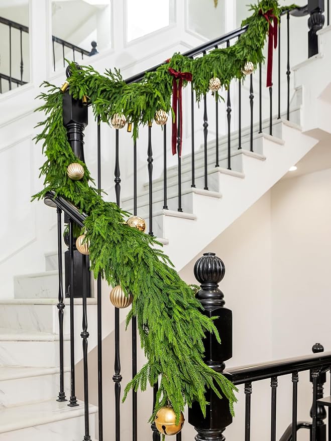 Garland 15 Ft Norfolk Pine Dark Green PE Christmas Decor