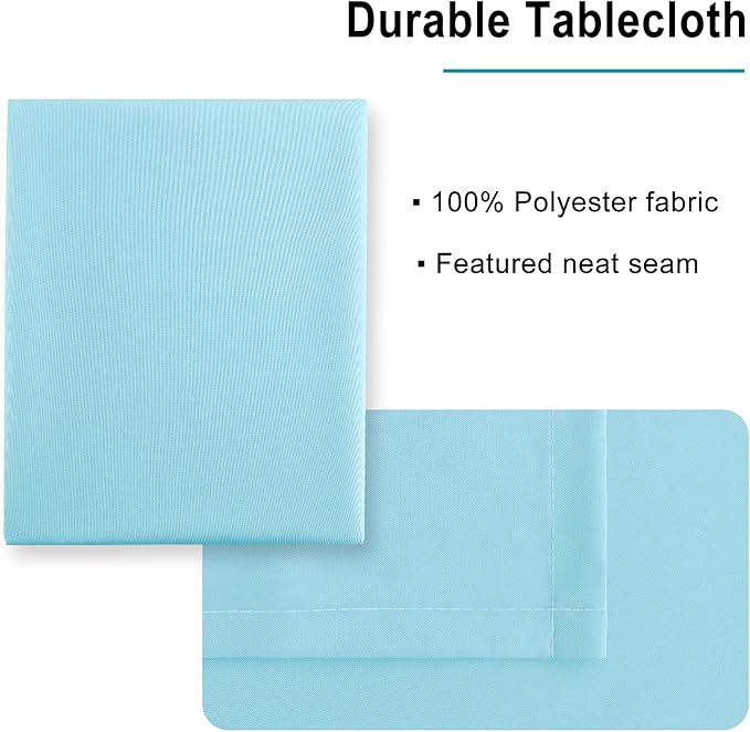 Hiasan Waterproof Tablecloth Rectangle - Washable Fabric Table Cloth for Dining Room Kitchen Birthday Party and Outdoor Use, Sky Blue, 54 x 80 Inch