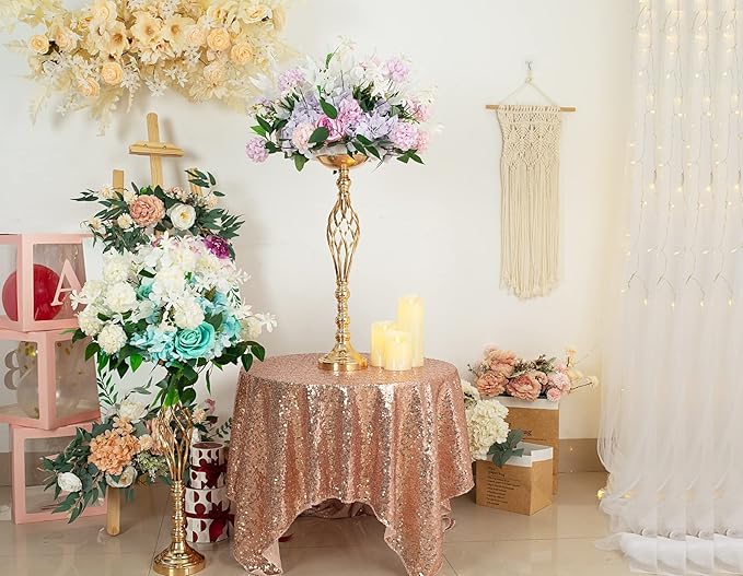 Vases Gold Metal Wedding Centerpieces, 23-Inch Tall, Set of 10