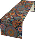 Bohemian Table Runner, Colorful Vintage Indian Mandala Floral Table Runners for Kitchen Dining Coffee Table Indoor Outdoor Party Decor, 13x108inch