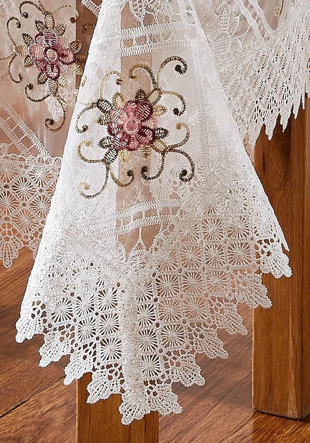Warm Home Designs 36 Inch Round Tablecloth. Use Small White Tablecloth as Crochet Tablecloth, Coffee Table Cloth, Dresser Cover Top, Table Topper. Rustic Tablecloth for Vintage Kitchen. VTC White 36"
