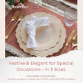 Disposable Bamboo Plates, 11 Inch Scalloped, Pack of 8
