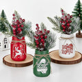 Hewory Christmas Vase for Table Centerpieces: 3 PCS Glass Christmas Mason Jars with Arrangemengts - Delicate Holiday Decor for Mantle Coffee Table Shelves