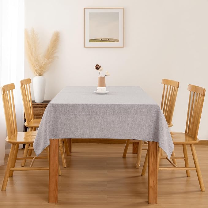 Hiasan 2 Pack Faux Linen Rectangle Tablecloth - Wrinkle and Stain Resistant Washable Table Cloth for Kitchen Dining Room Holiday Table Cover for Party Dinner, Stone, 60 x 102 Inch