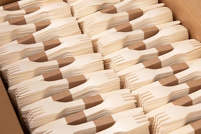 Disposable Wooden Forks, 2000 Count, Natural Wood Finish