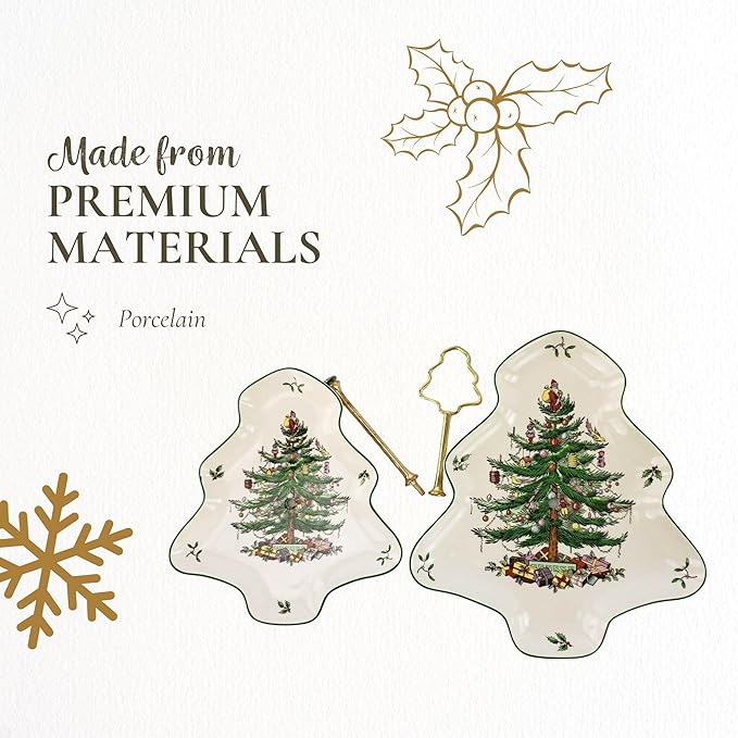 Cake Stand 2-Tier Porcelain Tree Server with 10 and 8 Inch Plates