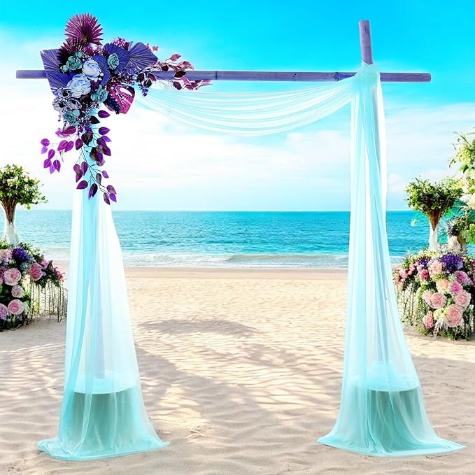 MDS Halloween Chiffon Draping Fabric - 2 Panel, 30" Wide x 50ft Long - Sheer Spooky Arbor & Canopy Drapery for Haunted House Backdrops, Party Ceilings, DIY Costumes & Themed Events - Teal