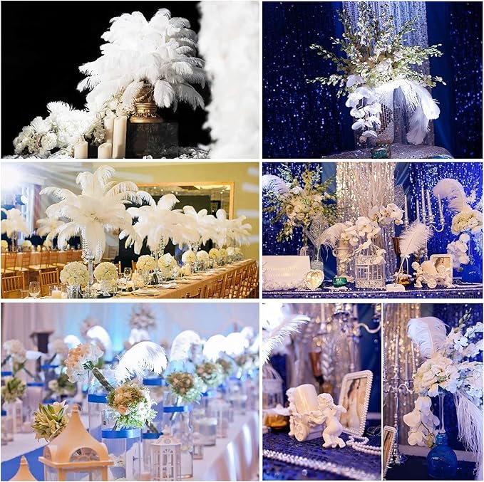 THARAHT Blackish Green Ostrich Feathers 12pcs Large Natural Bulk 16-18Inch 40cm-45cm for Wedding Party Centerpieces Mardi Gras Decoration Feather