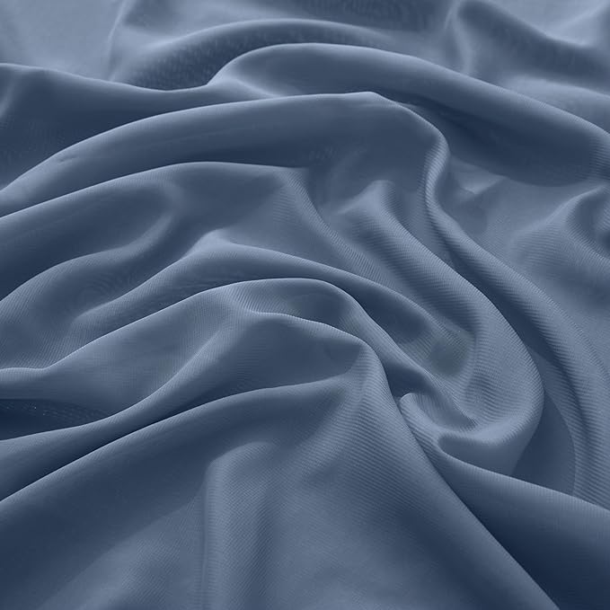 VACVELT Wedding Arch Draping Fabric Dusty Blue Chiffon, 2 Panels Sheer Drapes 30 Inch x 20ft Chiffon Backdrop Curtain Wedding Decor, Outdoor Sheer Drapery for Ceremony Party Ceiling