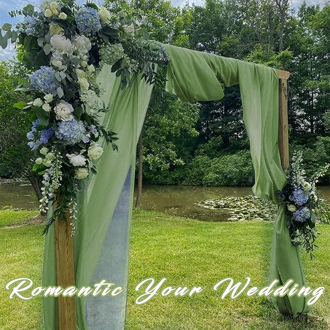 Wedding Arch Draping Fabric, Sage Green Chiffon, 4 Panels 20 Ft