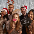 Foil Curtain Backdrop Metallic Tinsel Foil Fringe, 5 Pack – Silver