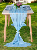MDS Halloween Chiffon Table Runner - 25 Pack, 29 x 170 Inches, 14ft Each - Sheer Spooky Table Runners for Haunted House Parties, Trick-or-Treat Tables, Witchy Décor, Wedding & Events - Turquoise