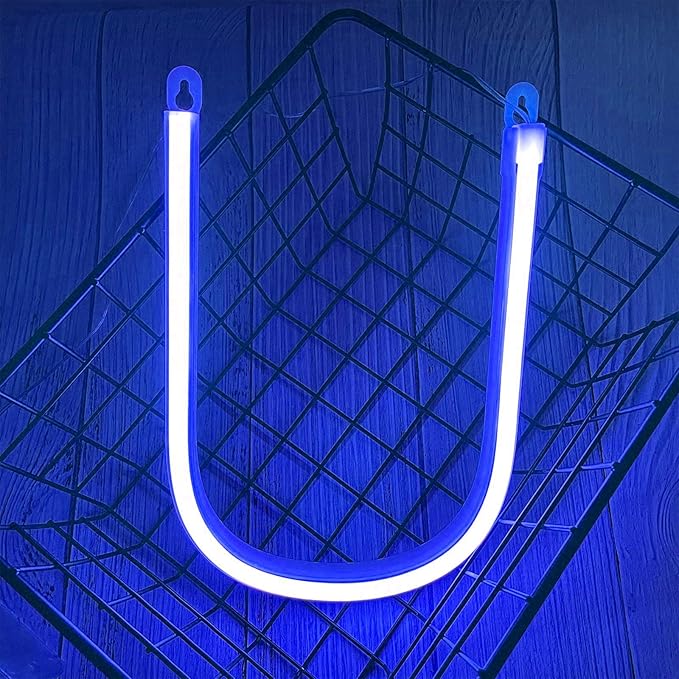 ENUOLI Light Up Letters Neon Signs, Blue Alphabet Neon Lights Wall Decor for Home, Birthday Party, Bar, Valentine’s Day Word-Blue Letter (V)