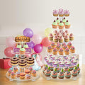 4 Tier Round Acrylic Cupcake Stand, Display for Pastry (4" Between