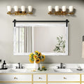 COGOOD Farmhouse Bathroom Mirror - 45 x 30 Large Rectangle Barn Door Mirror for Vanity, Bedroom, Living Room Wall Decor (White)