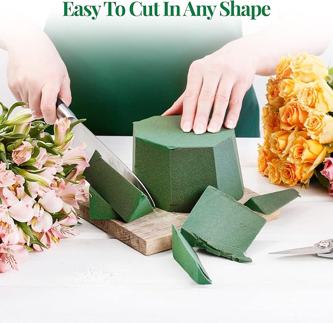 2 Pcs Floral Foam Blocks (Larger Size 9" X 4" X 3" Each) Florist Flower Foam Green Bricks Applied Dry or Wet Flower Foam Bricks Arrangement Supplies for Artificial or Fresh Flowers