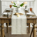 Farmhouse Woven Rustic Hollow Table Runner – Beige