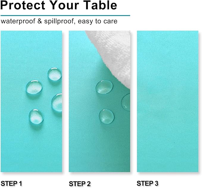 Hiasan Solid Square Tablecloth - Waterproof and Spillproof Washable Polyester Fabric Table Cloth for Kitchen and Dining Room, Aqua, 30 x 30 Inch