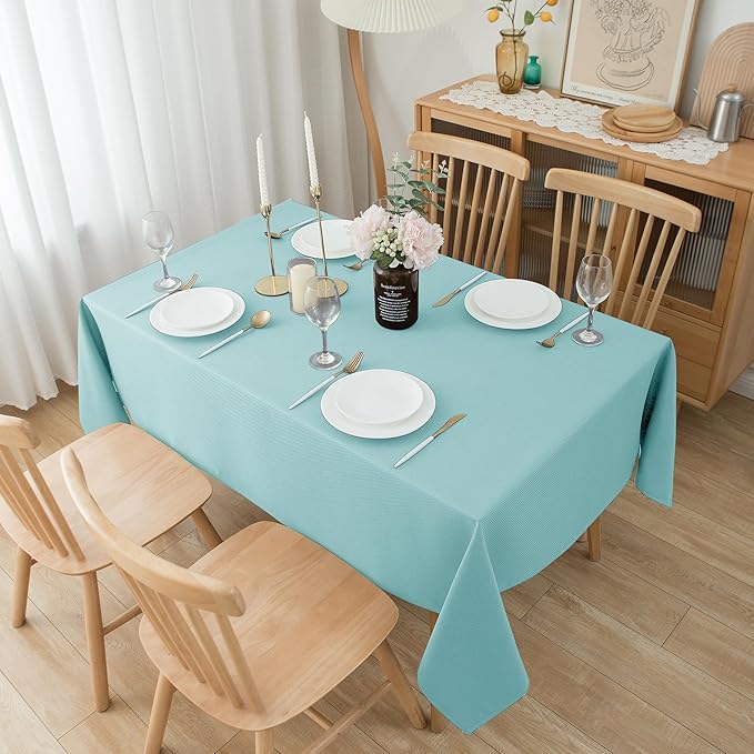 Biscaynebay Tablecloth for Rectangle Tables-70x120 Inch Aqua Blue Outdoor Picnic Table Cover-Rectangular Folding Table Cloths Water Resistant for Kitchen Camping Dining Room Patio Banquet Party