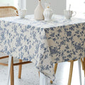 Pastoral Square Tablecloth - 60 x 60 Inch - Beige Linen Table Cloth - Washable Table Cover with Dust-Proof Wrinkle Resistant for Restaurant, Picnic, Indoor and Outdoor Dining, Floral (Dark Blue)