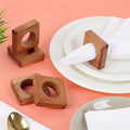 Wooden Napkin Rings Set of 12 Fall Decor for Home Square Acacia Wood
