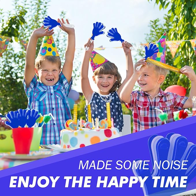 24 Pcs Hand Clappers Noisemakers 7.5 Inch Clappers Noisemakers Plastic Hand Clappers for Birthdays Game Football Sporting Events Cheers Supplies Dance Basketball Football Noisemakers(Blue and White)