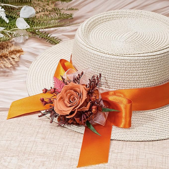 LaRibbons Orange Ribbon 1 Inch 25 Yards Luxury Double Faced Russet Orange Silk Ribbon for Flower Bouquet Crafts Gift Wrapping Wedding Party Decoration
