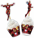 "Irn Man Cupcake Wrapper – Theme Birthday Party Supplies – Cartoon Inspired Cupcake Decoration Wraps for Birthday, Baby Shower, School Events, and Themed Parties"