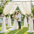 Wedding Arch Draping Fabric Backdrop 2 Panel Drapes, 30" X 19Ft – Ivory