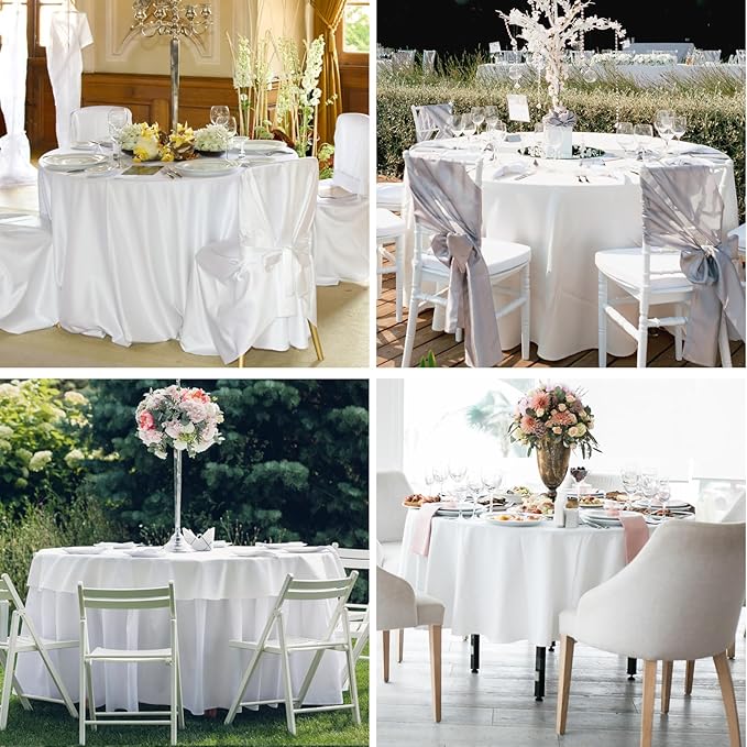 Round Tablecloth 8 Pack 90 Inch White Tablecloths Washable Decorative Linen Polyester Table Clothes Cover for Dining Table Banquets Buffet Parties and Wedding