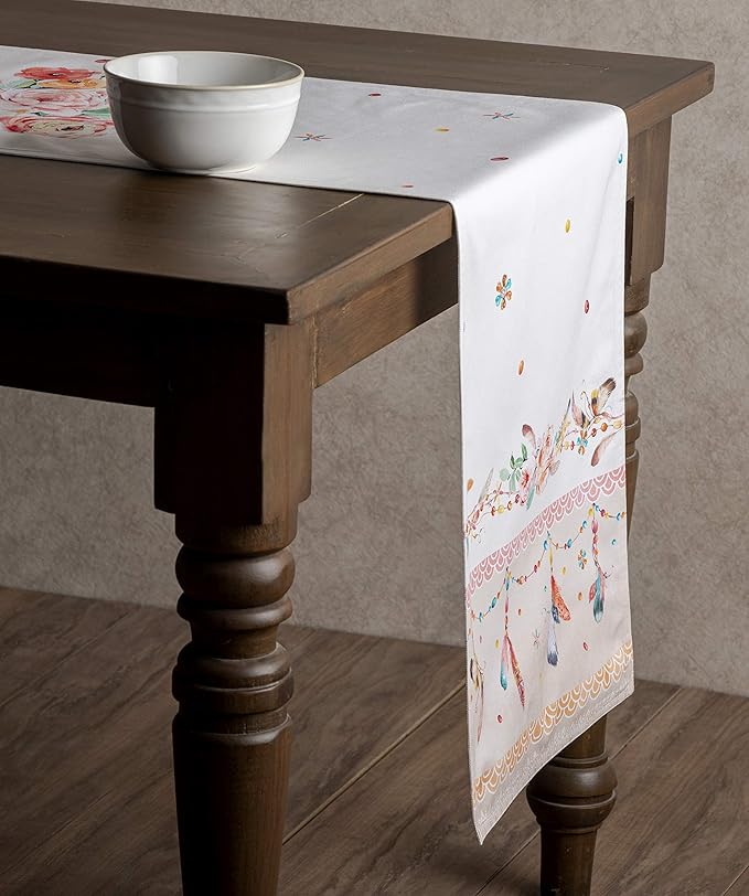 Maison d' Hermine Table Runner 100% Cotton Double Layer Table Runners 108 inches Long Decorative for Home Kitchen Dining Party Wedding Bridal Shower Spring Summer (Ibiza - Beige, 14.50" x 108")