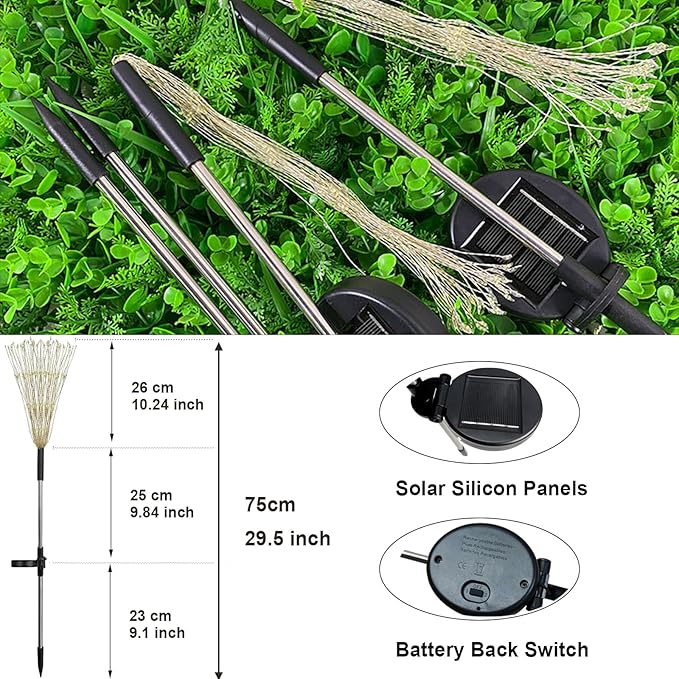 String Lights, 6 Pack Solar Outdoor Garden Stakes with 200 LEDs Multicolor