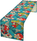 Japanese Kio Fish Table Runner Oriental Tradition Cherry Art Printed Burlap Runner Home Kitchen Dining Table Living Room Decor Fabric 1 Panel W13xL90in